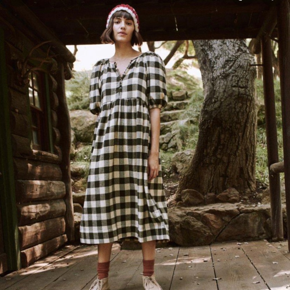 THE GREAT. Ravine Dress - flannel buffalo plaid